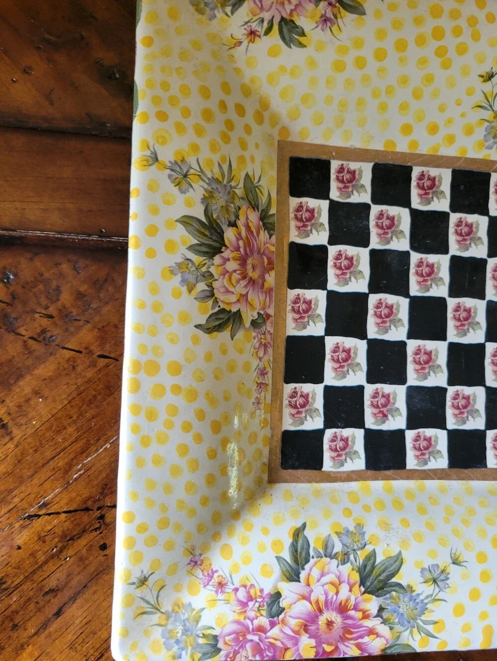 Mackenzie Childs Decorative Yellow Floral Ceramic Serving Tray